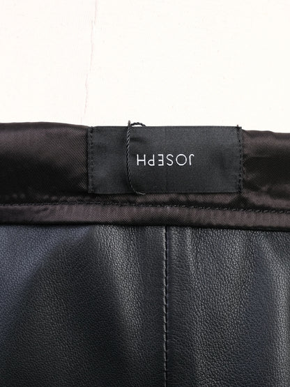 Excellent Joseph Black Leather Skirt Size L Knee-Length Design