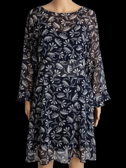 Good Marella Floral Dress Black Cotton Size M with Tied Waist