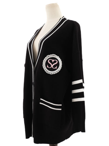 Excellent Sandro Black Cardigan with White Trim Size M