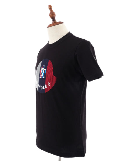 NEW Moncler Black Cotton T-Shirt Size S with Graphic Design