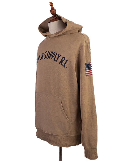 Excellent Ralph Lauren Orange Hoodie Men's Size S with American Flag Patch