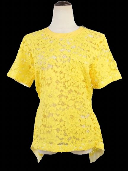 excellent sacai yellow lace top with belt size l women
