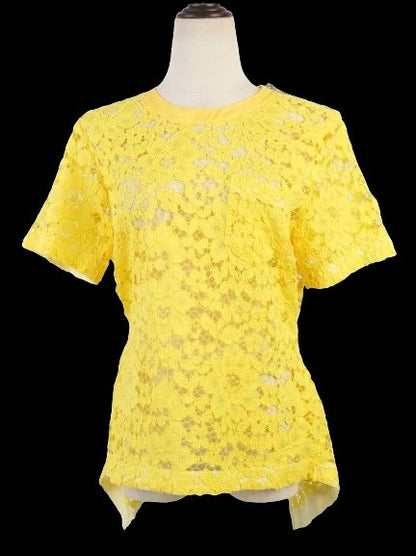 Excellent Sacai Yellow Lace Top with Belt Size L Women