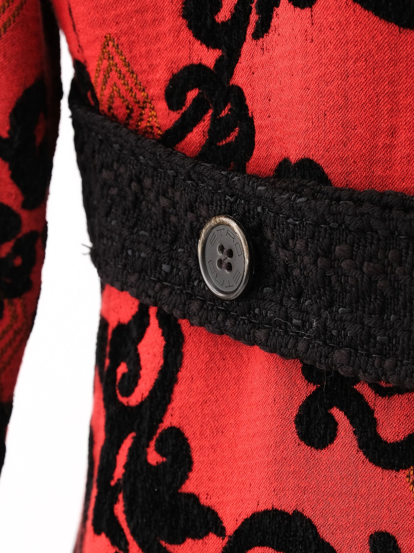 excellent etro red wool floral patterned coat size m