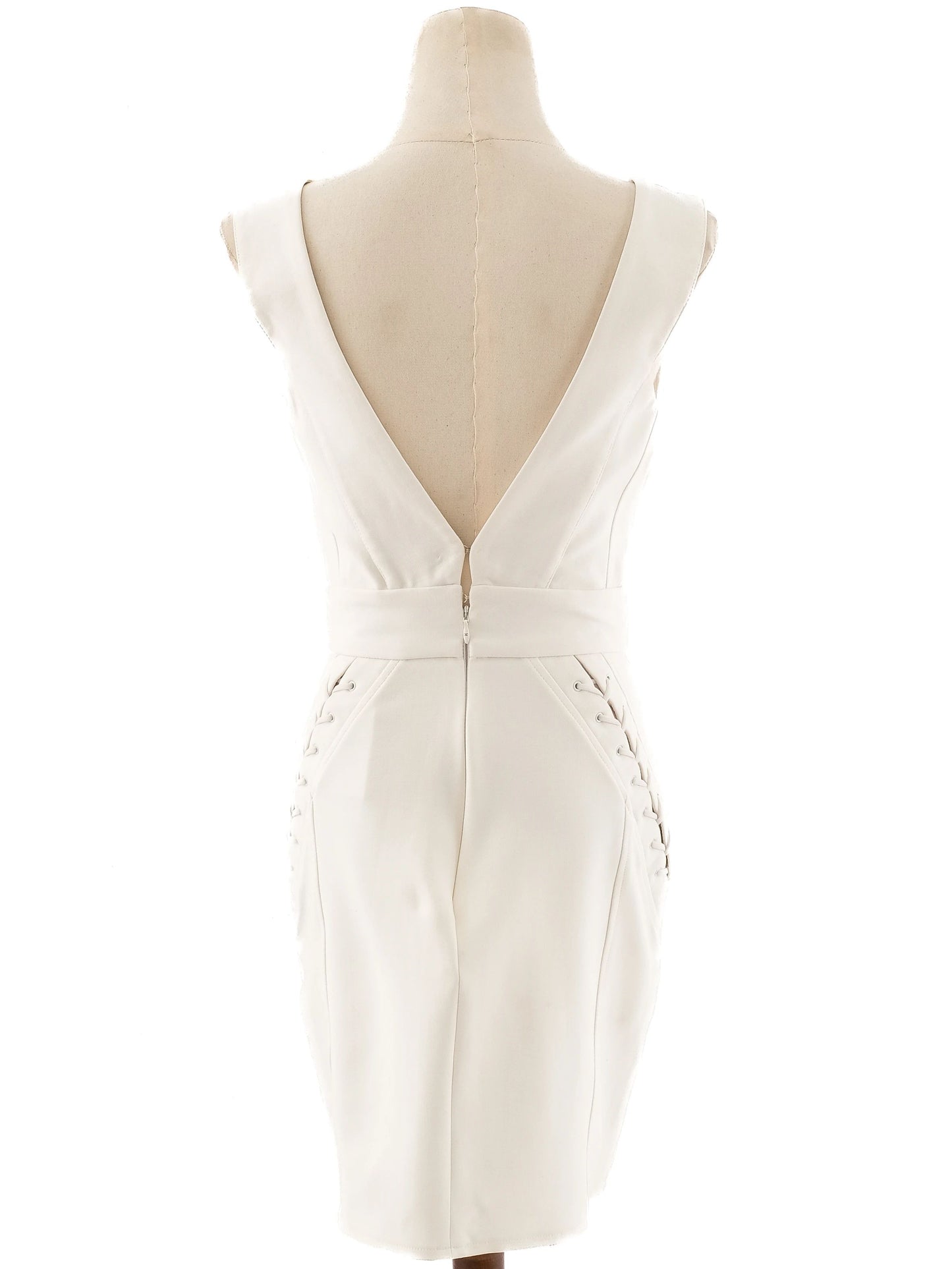 excellent elisabetta franchi white sleeveless dress size m