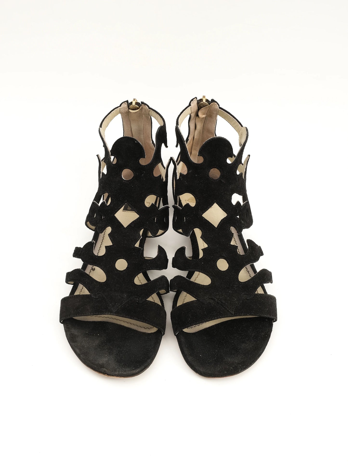 excellent etro black leather sandals with cut-out design size 38