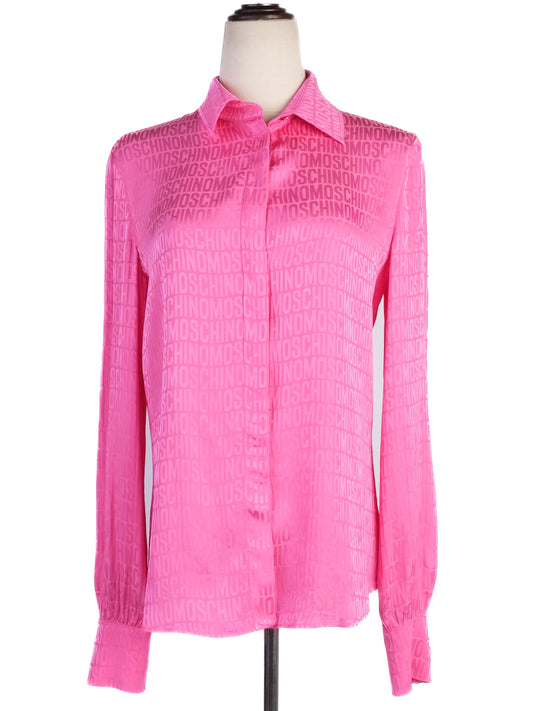 Excellent Moschino Pink Blouse Long Sleeve Viscose Patterned