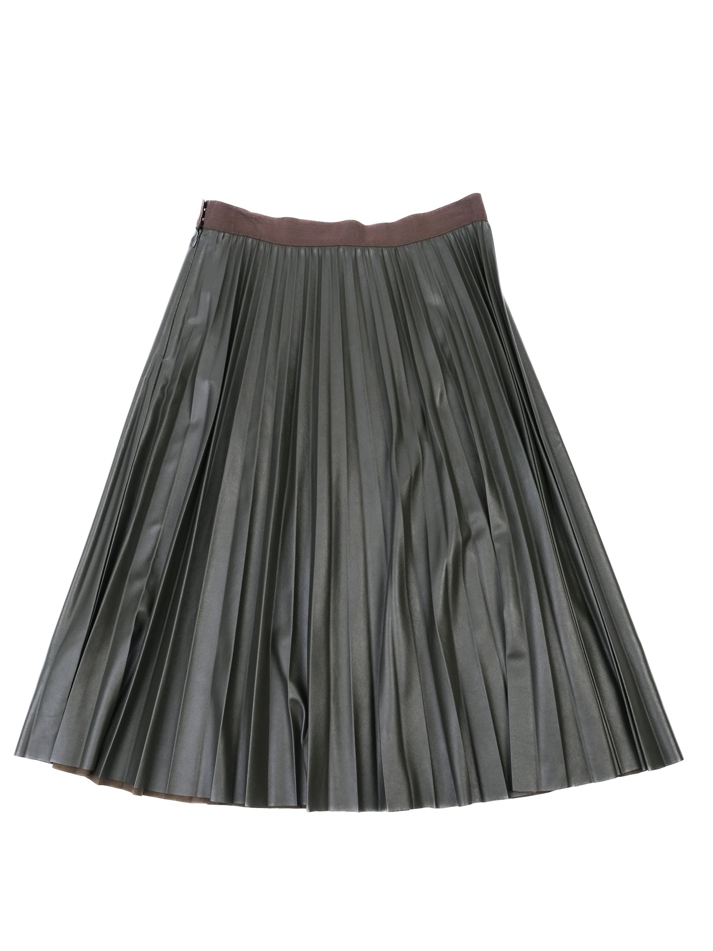 excellent max&co. green pleated skirt faux leather size n/a