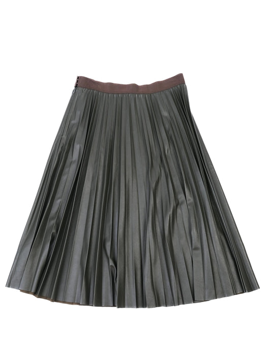 Excellent MAX&Co. Green Pleated Skirt Faux Leather Size N/A