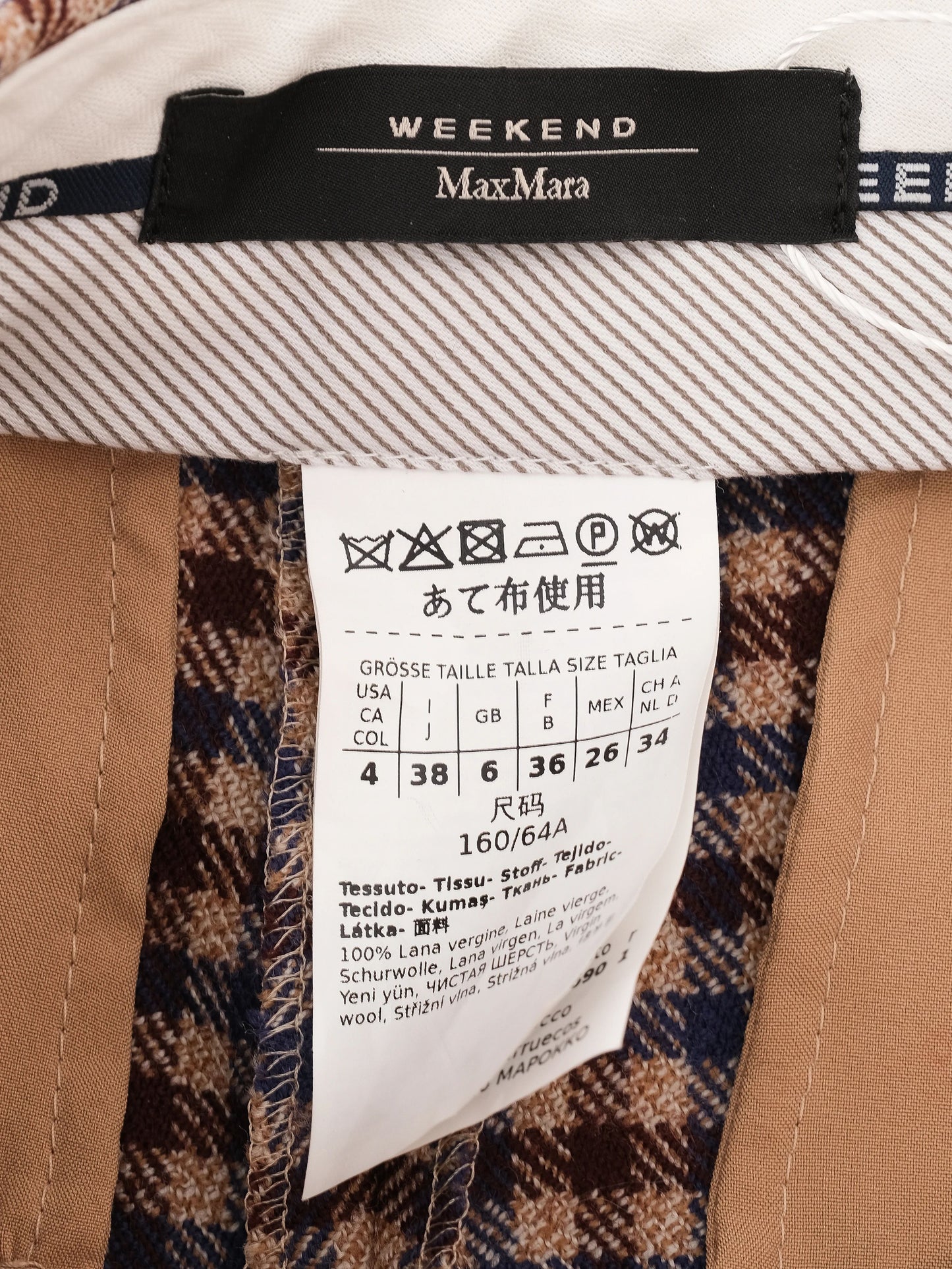 excellent weekend maxmara checkered wool pants size s flared style