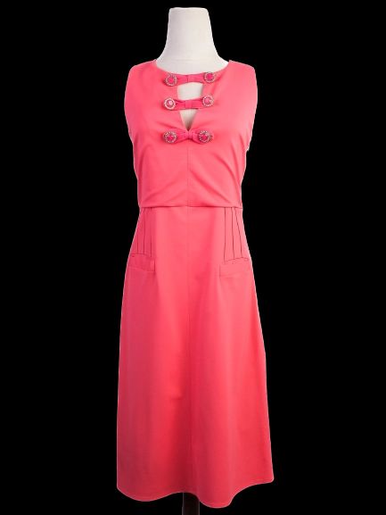 excellent vdp pink sleeveless dress size l with pockets & details