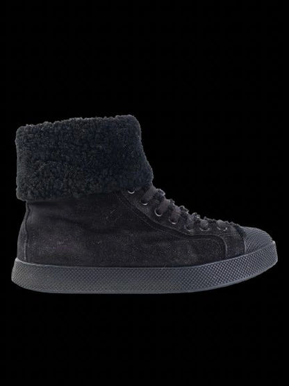 EXCELLENT Prada Black Leather High-Top Sneakers Size 35