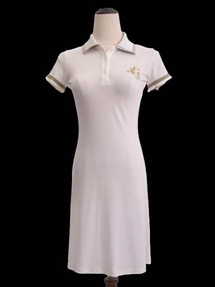 versace women’s white cotton polo dress size s excellent condition