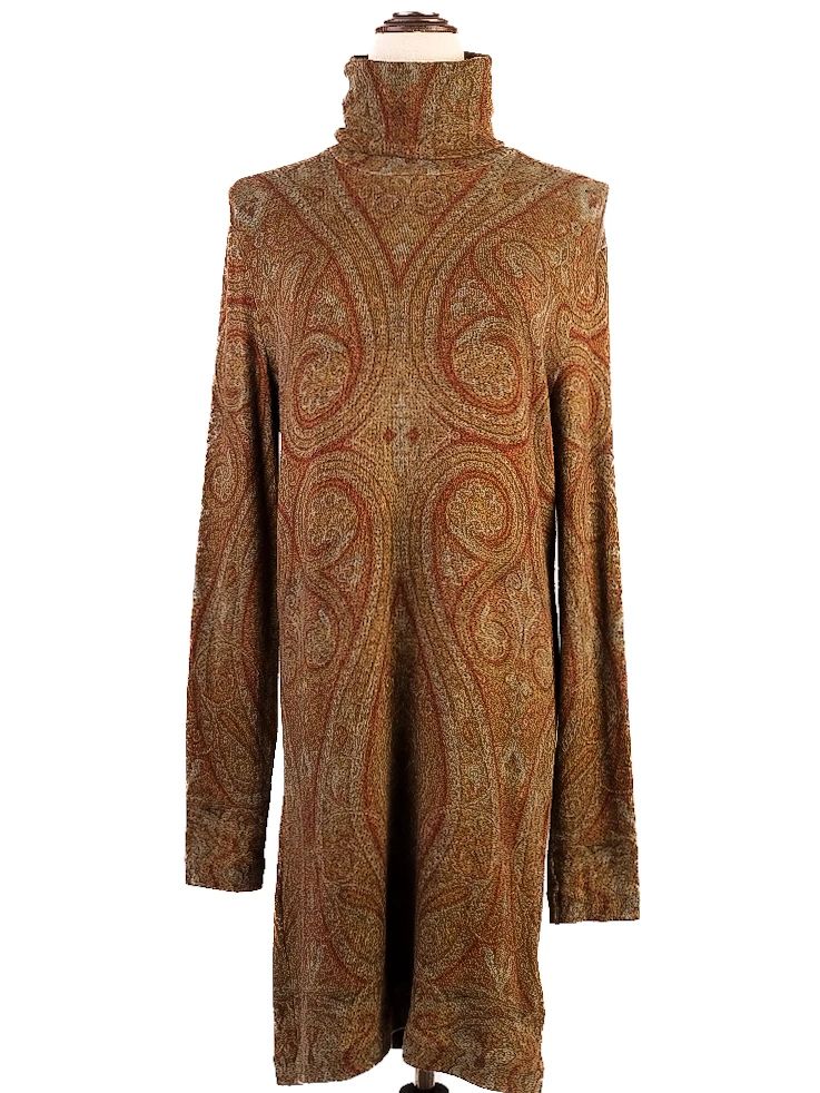 excellent etro long-sleeve paisley sweater dress size l