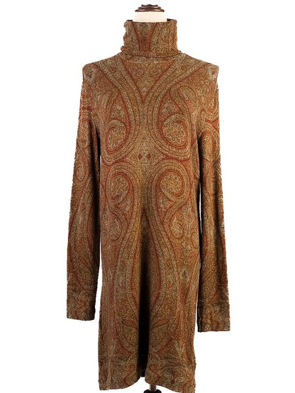 Excellent Etro Long-Sleeve Paisley Sweater Dress Size L