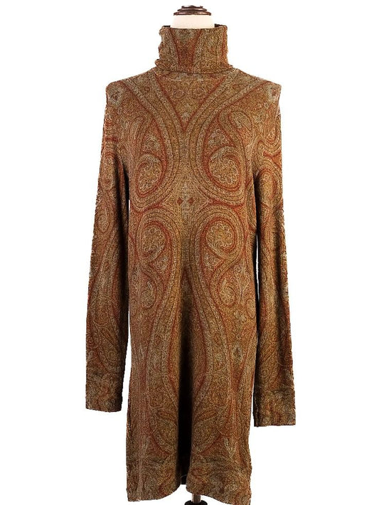 Excellent Etro Long-Sleeve Paisley Sweater Dress Size L