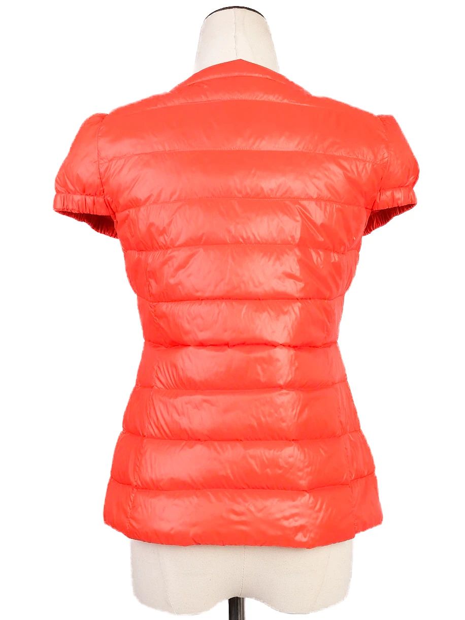 excellent pinko red nylon short-sleeved puffy jacket size s