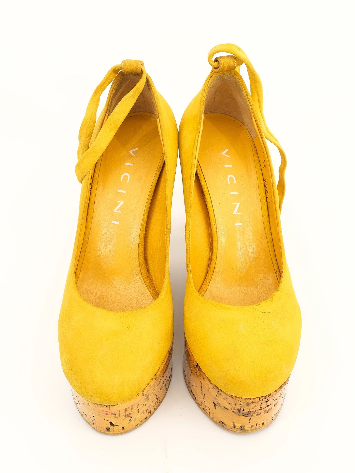 vicini yellow leather platform wedge shoes size 35
