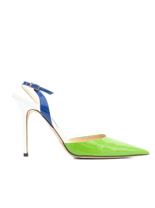 Jimmy Choo Green Leather Slingback High-Heeled Shoes Size 40.5