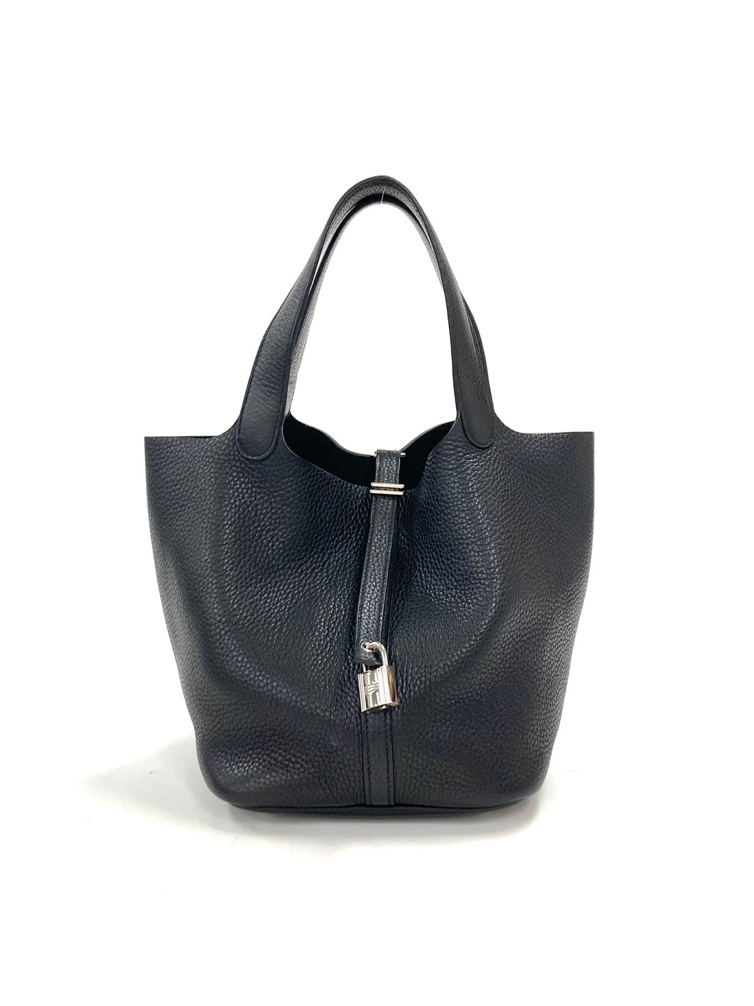 Hermes Black Picotin MM,Taurillon Clemence PHW  C Stamp