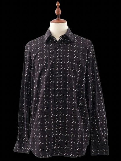 Excellent Diesel Black Cotton Long-Sleeved Shirt Size XL