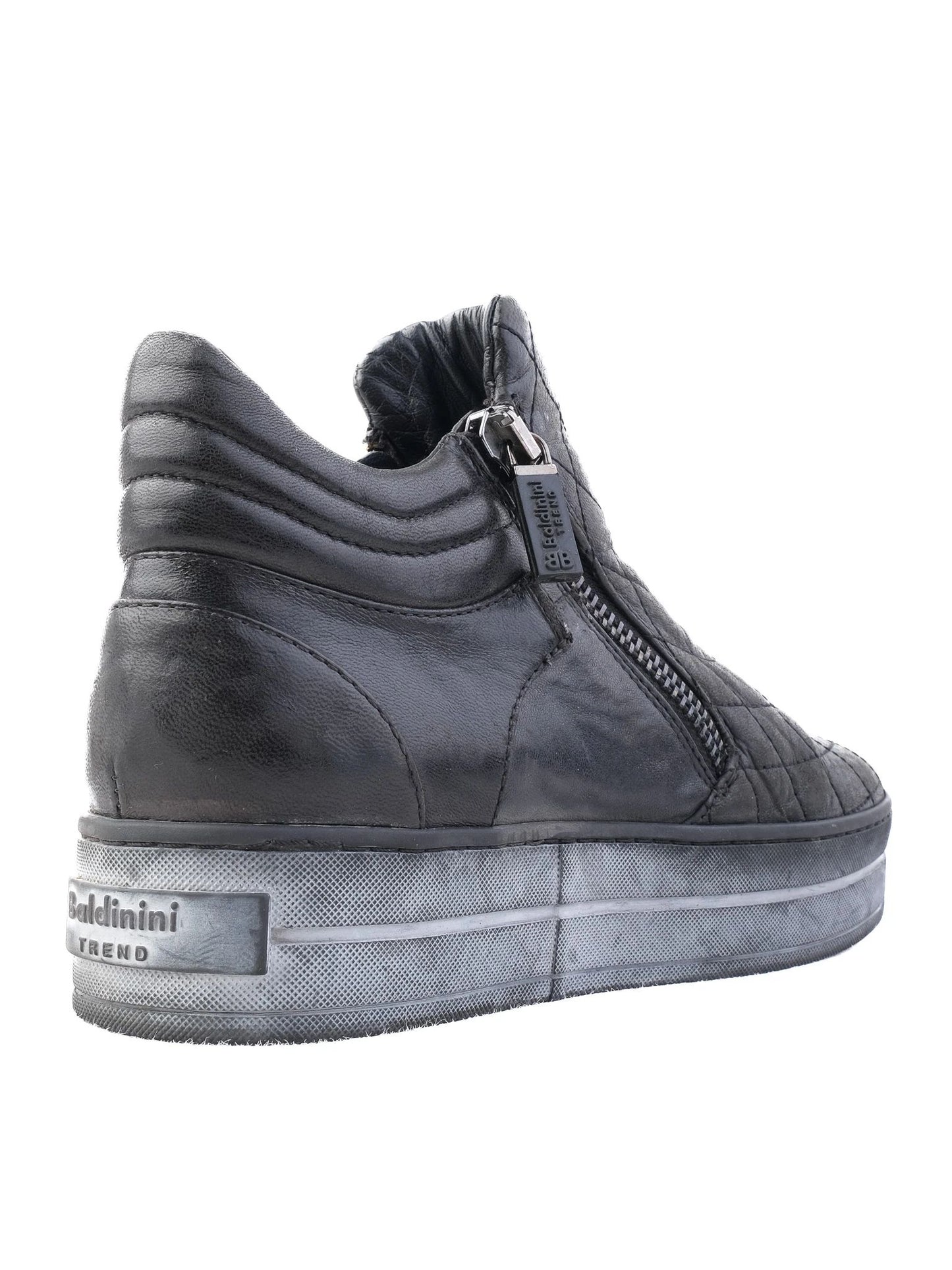 excellent baldinini black leather high-top sneakers size 38