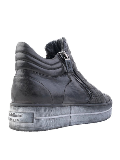 Excellent Baldinini Black Leather High-Top Sneakers Size 38