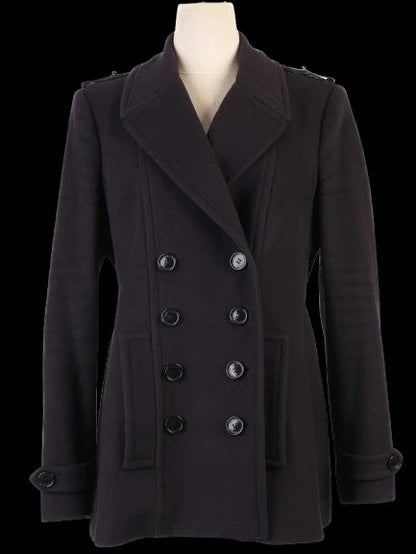 Excellent Burberry Black Wool Peacoat Double-Breasted Size S