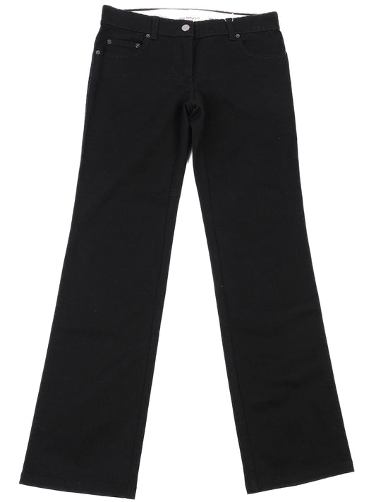 Excellent Fendi Black Pants Size M with Selleria Button & Stitch Detail