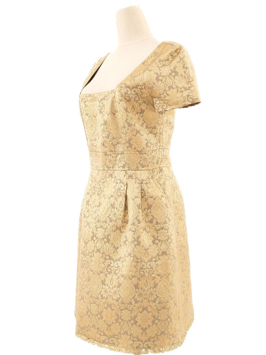 Excellent Paul&Joe Yellow Floral Brocade Dress Size M