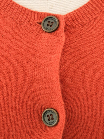 Excellent Burberry Orange Cashmere Cardigan Sweater Size XS