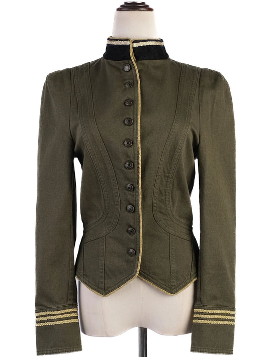 Excellent Zadig&Voltaire Olive Green Military-Style Jacket Size S