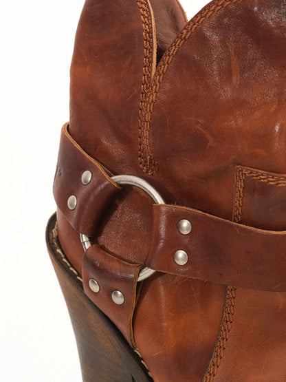 Perfect Dior Orange Leather High-Heeled Western Boots Size 39