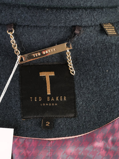 Excellent Ted Baker Women's Green Wool Overcoat Size S