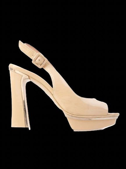 Average Baldinini White Leather High-Heeled Platform Sandals Size 38