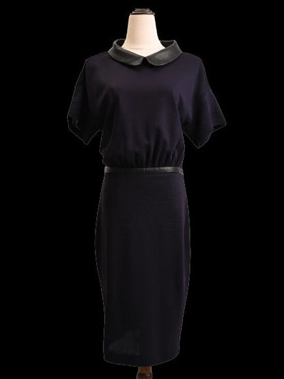 Good Moschino Purple Dress with Black Collar and Belt Size M