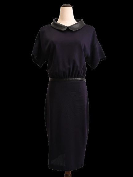 Good Moschino Purple Dress with Black Collar and Belt Size M