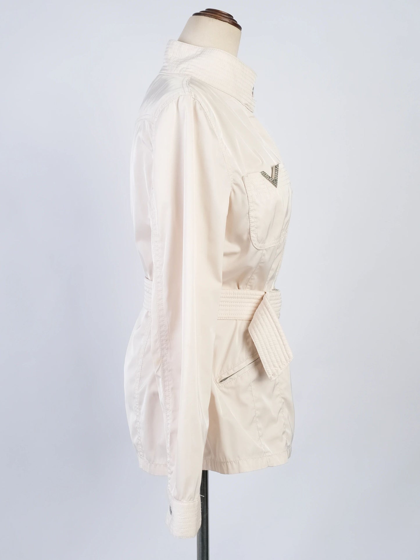excellent red valentino cream jacket women's size - stylish belted design