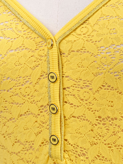 Excellent VDP Yellow Lace Camisole Top Size M Women