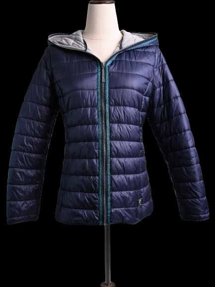 excellent liu jo blue quilted jacket size xs with hood