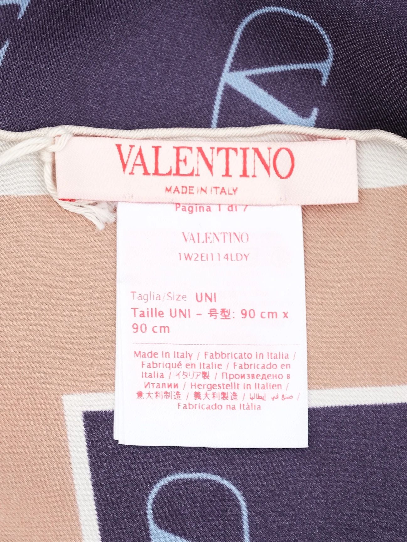 new valentino silk scarf combined navy blue & beige with logo