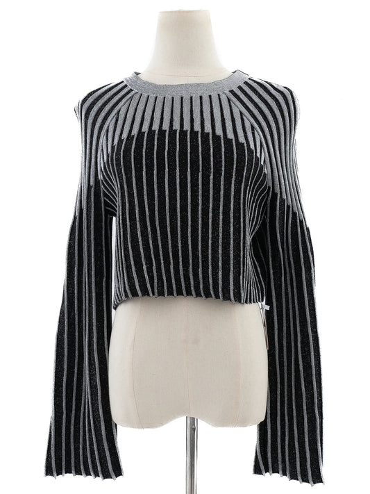Excellent Balmain Black Gray Striped Sweater Size S for Net-A-Porter