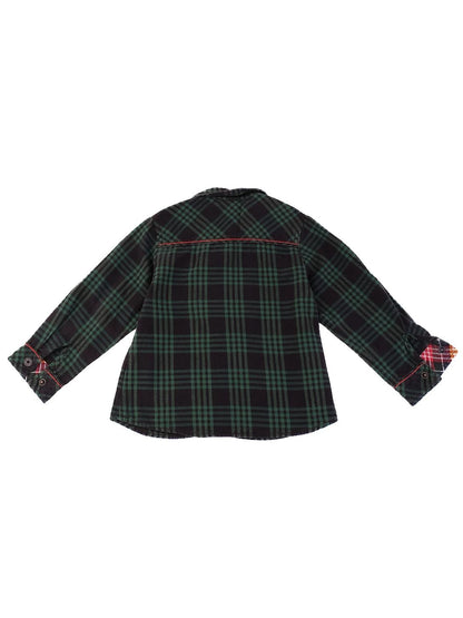 Excellent Kenzo Kids Green Cotton Plaid Shirt Size 3 with Embroidery
