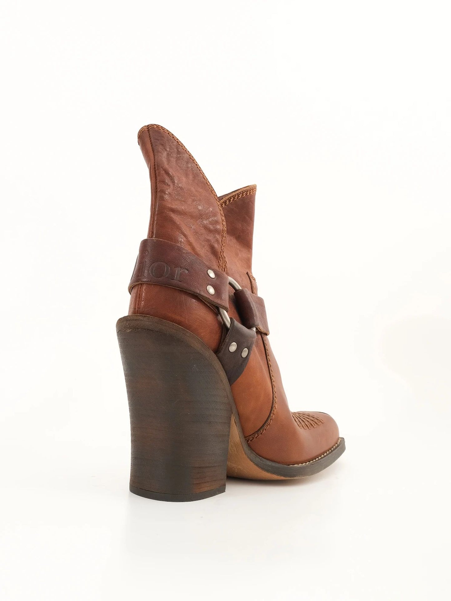 perfect dior orange leather high-heeled western boots size 39