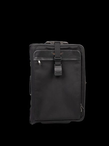 Excellent Zero Halliburton Black Leather Rolling Suitcase