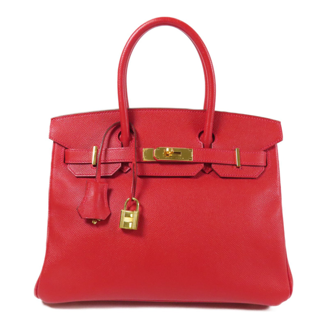 Hermes Epsom Leather Birkin 30 Gold Handmade Bag Rouge Casaque Handbag Red Rouge Casaque Epsom Calfskin (cowhide) _