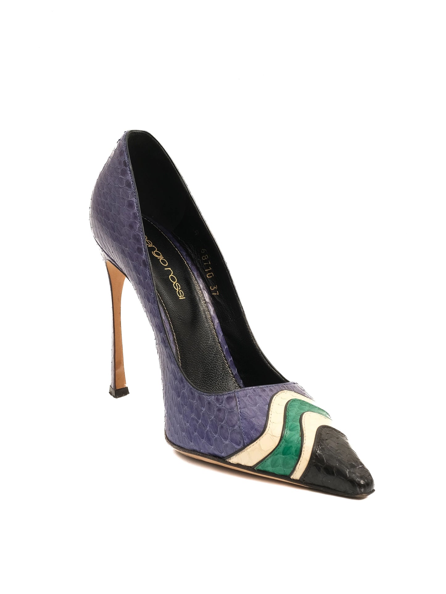 sergio rossi blue leather high-heeled shoes size n/a - excellent condition