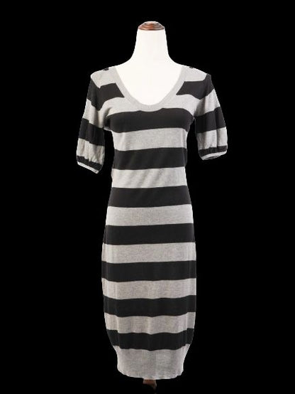 Excellent Weekend MaxMara Black Gray Striped Dress Size S