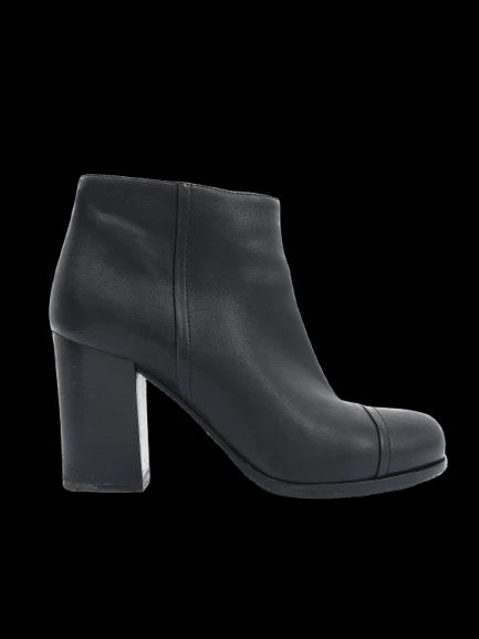 excellent prada black leather ankle boots size 36.5 with block heel