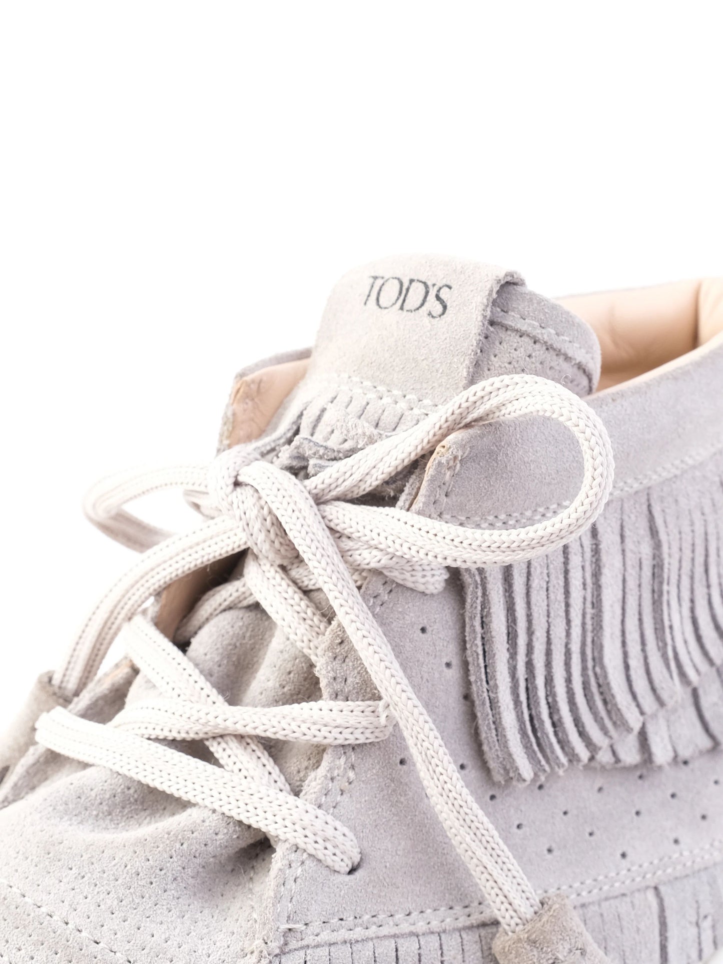 tod's gray leather high-top sneakers women size 40 excellent